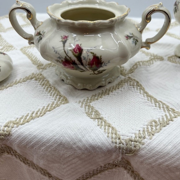 SELB Germany Pompadour Moss Rose creamer and sugar bowl - Picture 4 of 16